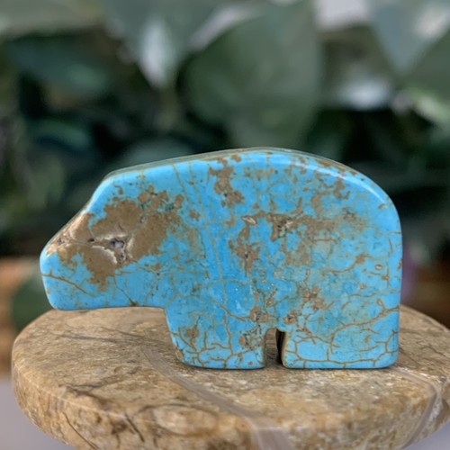 Turquoise howlite fetish bear - howlite,