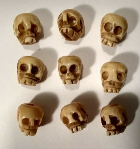 Bone skull beads drilled - bone, beads,